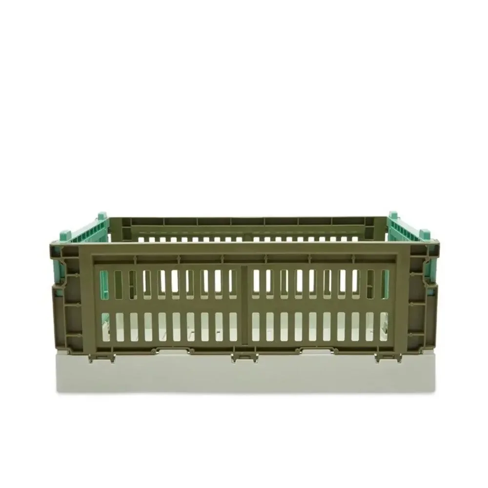 HAY Colour Crate Small Olive Mint Folding Storage Crates Pack of 10 New